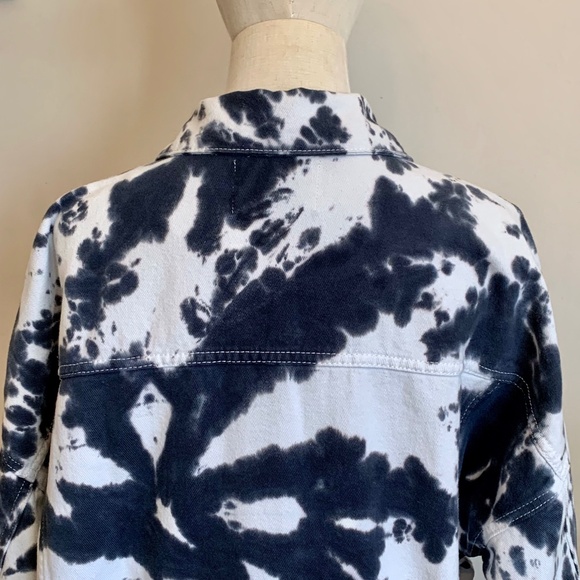 Worthy Threads Tie Dye Denim Boyfriend Trucker Jacket Size S - Picture 4 of 12